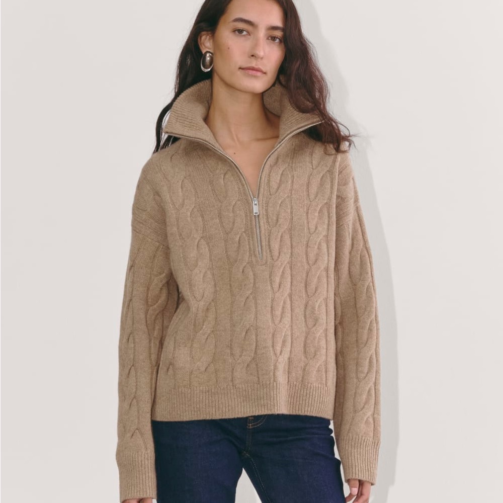 NWT Everlane THE CABLE HALF-ZIP IN LUXE MERINO